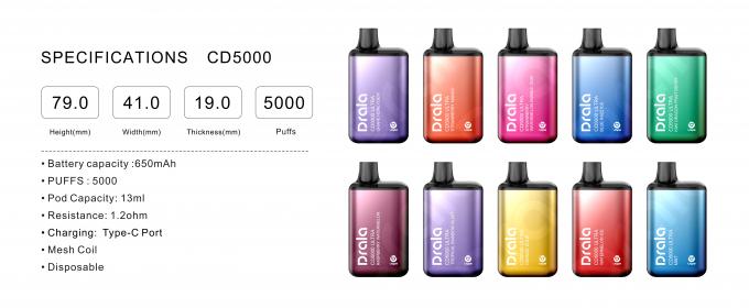 Drala Vape 5000 sopra vagem recarregável de Vape 0