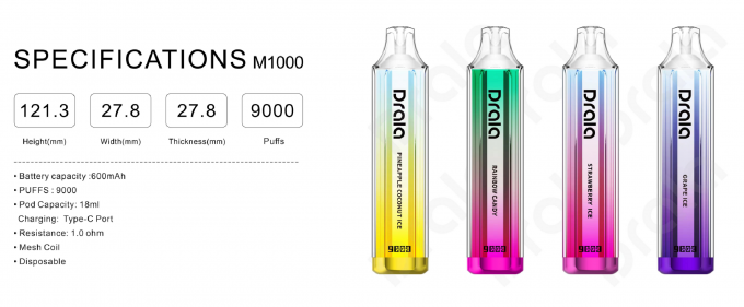9000 nicotina descartável Mesh Coil Rechargeable Battery da vagem 5% de Vape dos sopros 0